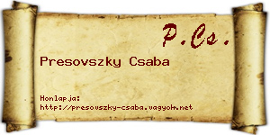 Presovszky Csaba névjegykártya